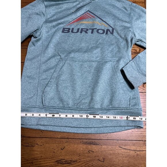 Burton Pullover Hoodie Logo Mountain Mens Size Small Green Thumb Holes A63 - Picture 4 of 6